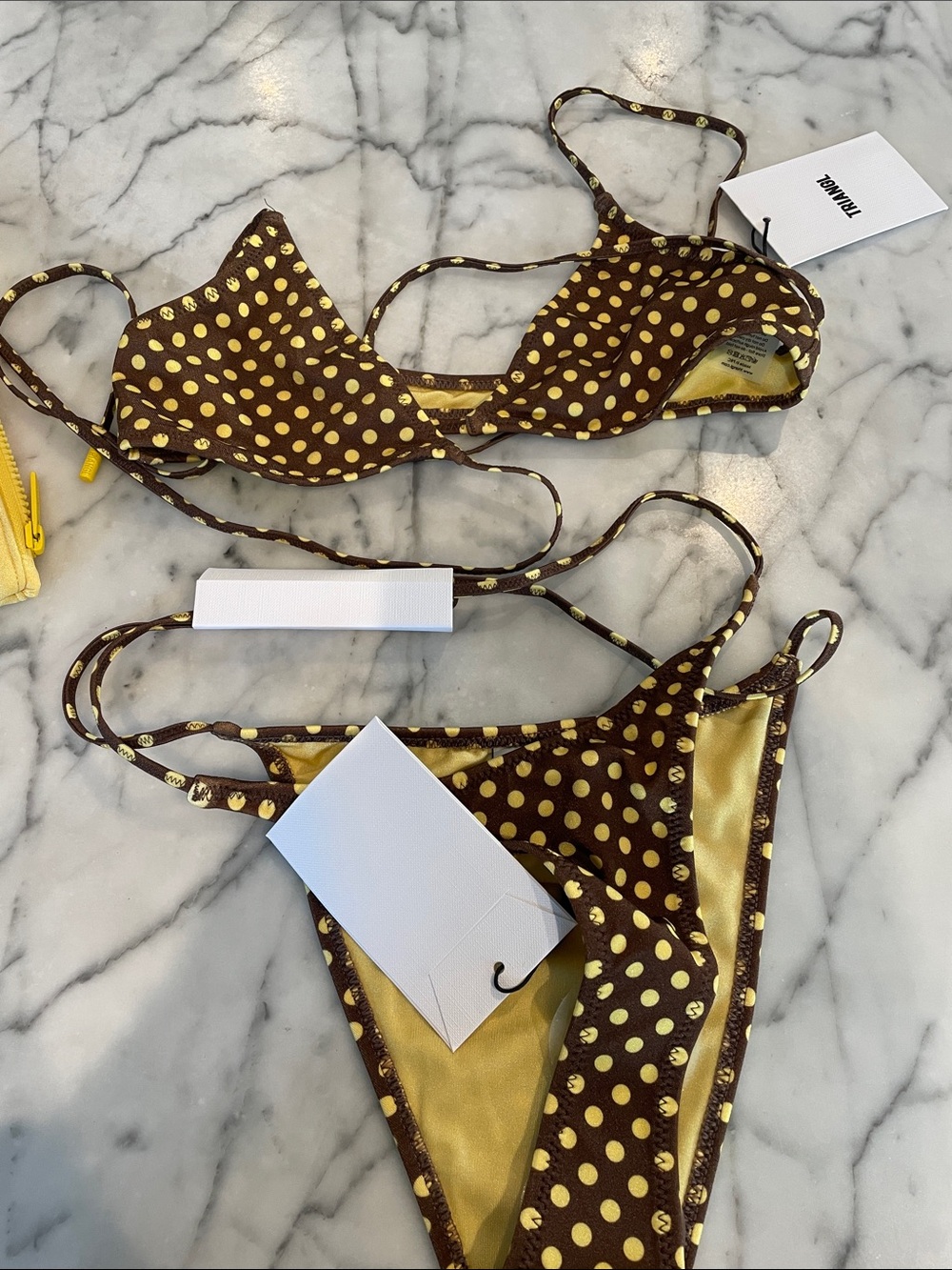 triangl swimwear Brown & Yellow Polka Dot Bikini Set